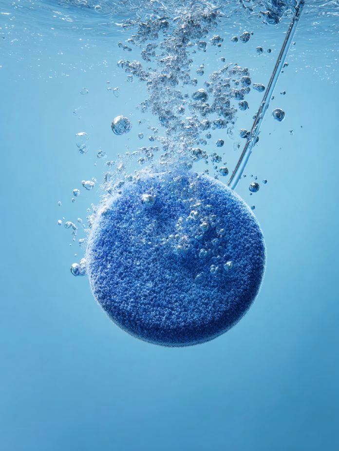 Hydroponic air stone creating oxygen bubbles in nutrient solution